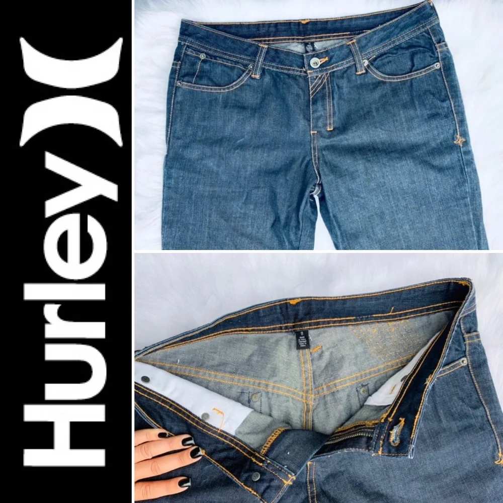 💋 SOLD💋 Hurley Dark Wash Midrise Straight Leg Jeans - Picture 4 of 9